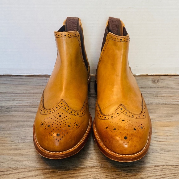 Grenson Jacob, Chelsea England, Mens Leather Brogue Wingtip Boots, US 7 / UK 6.